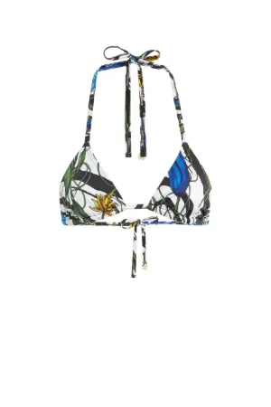 Flower zebra print triangle bikini top