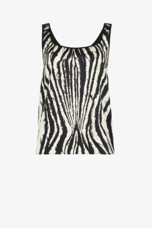 Freedom-Print Sleeveless Silk Top 