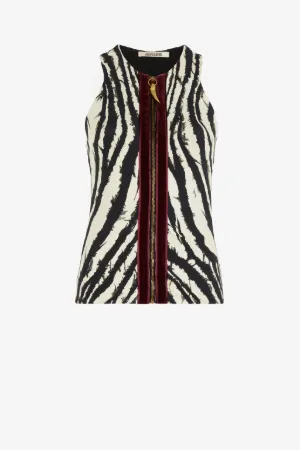 Freedom-Print Zip-Front Top 