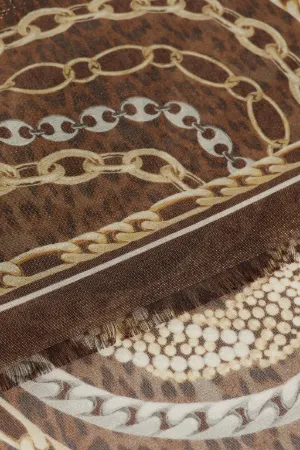 Fular Mirror Snake con estampado Chain