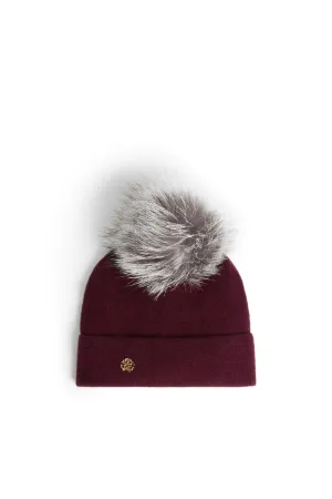 Gestrickte Beanie mit Pompon