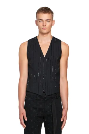 Gilet à rayures tennis brodées