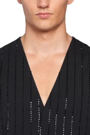 Gilet à rayures tennis brodées