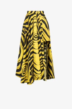 Gonna in seta asimmetrica con stampa Zebra