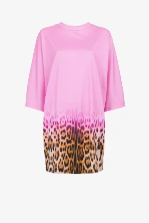 gradient leopard-print T-shirt dress