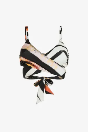 Haut de bikini drapé à imprimé zébré