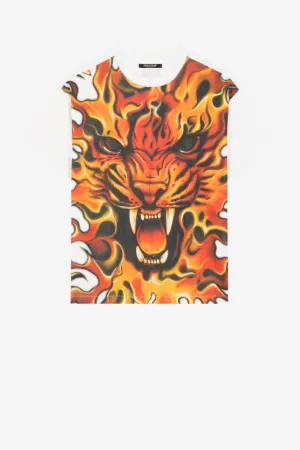 Хлопковая футболка с принтом Flame Lion