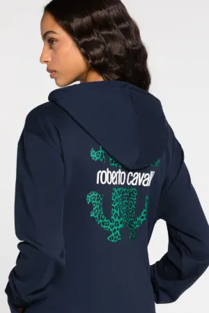 hoodie zippé à logo imprimé