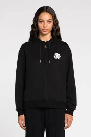 hoodie zippé à logo imprimé
