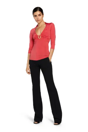 Horseshoe-Embellished Ruched Top