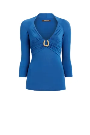 Horseshoe-Embellished Ruched Top
