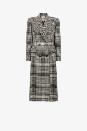 Houndstooth Double-Breasted Coat