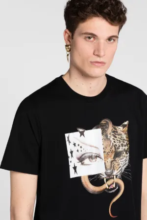Jaguar And Snake-Print Cotton T-Shirt 