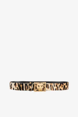 Jaguar-Print Panther Head Belt