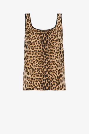 Jaguar-Print Silk Top
