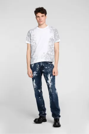 Jean droit effet taches de peinture