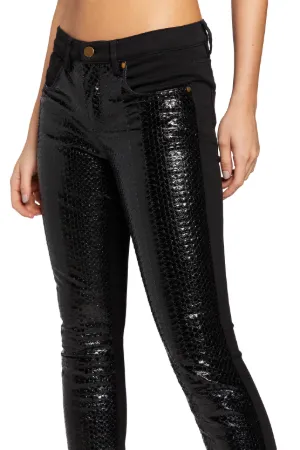 Jean skinny à empiècements effet python