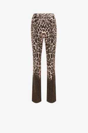 Jeans borchiati con stampa Queen of Sicily