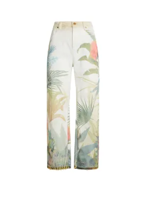 Jeans con stampa Le monde vegetale