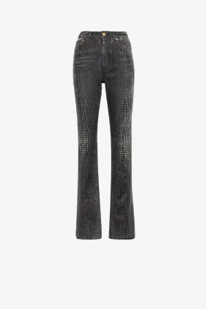 Jeans mit geradem Bein und Krokodil-Print