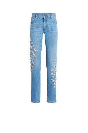 Jeans taglio slim decorati