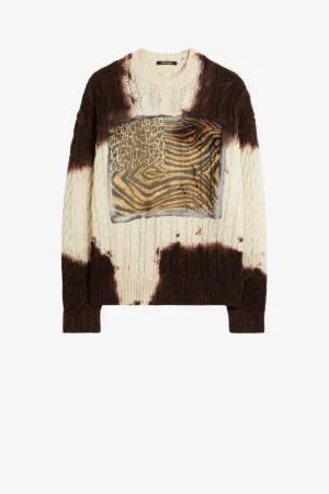 Jersey de lana con parche Animalier Patchwork