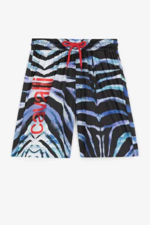 Badeshorts mit Zebra-Print und Logo