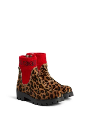 Biker Boots mit Jaguar-Print