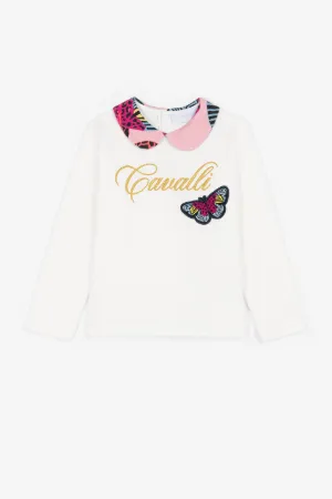 Butterfly-Appliqué Logo-Embroidered Top