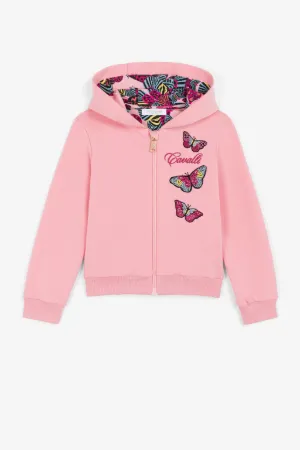 Butterfly-Appliqué Zip Hoodie
