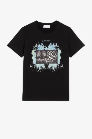 Camiseta con estampados Animalier Patchwork y Flame