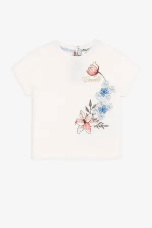 Camiseta con logotipo bordado y estampado Flower