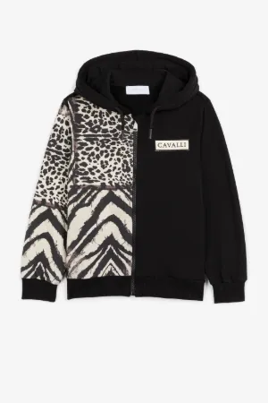 Chaqueta con capucha con estampados Leopard y Freedom