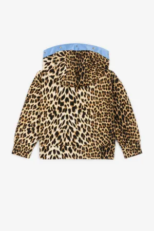 Chaqueta con capucha, estampado Leopard y tachuelas