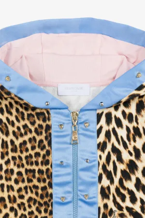 Chaqueta con capucha, estampado Leopard y tachuelas