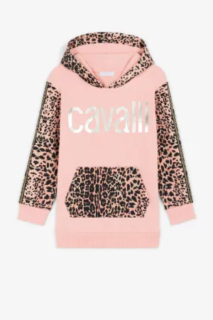 Chaqueta con capucha y logo metalizado