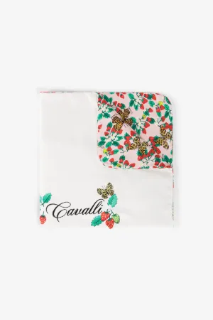 Couverture de bébé à broderie fraises et papillons