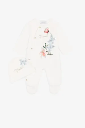 Ensemble grenouillère à imprimé floral et logo