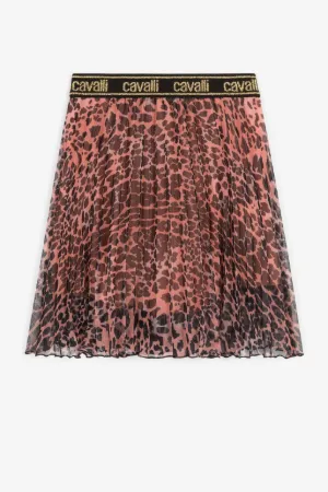 Falda plisada con estampado Leopard