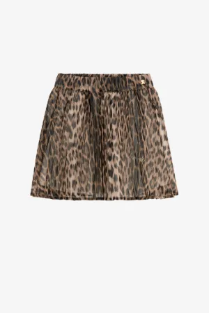 Falda plisada con estampado Leopard