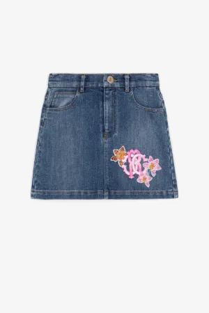 falda vaquera con aplique del logo