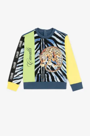 Felpa con logo e stampa Zebra