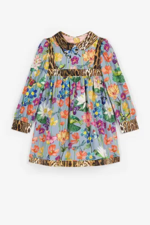 Flower And Ocelot-Print Silk Dress