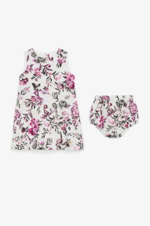 Flower-Print Broderie Anglaise Romper Set