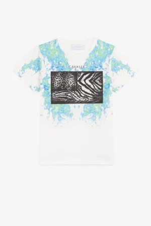 Футболка с принтами Animalier Patchwork и Flame