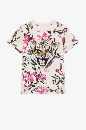 Футболка с принтами Tiger и Flower