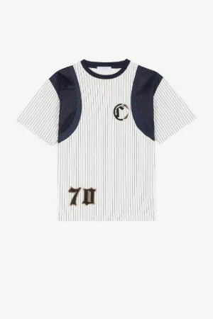 Gestreiftes T-Shirt mit Logo-Applikation