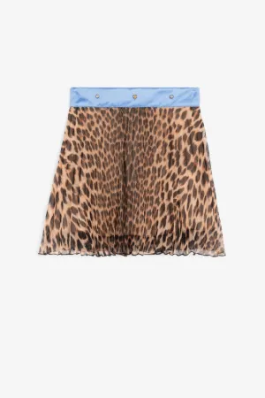 Gonna plissettata con stampa Leopard