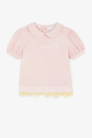 Haut à logo brodé et dentelle