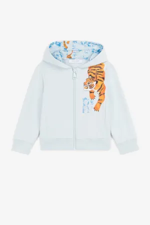 hoodie zippé à imprimé tigre